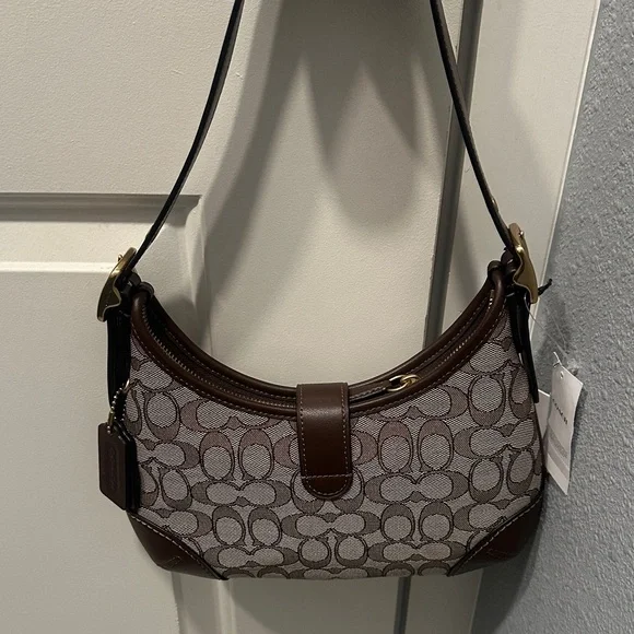 Coach  Hampton Hobo Brown and Tan Signature Shoulder Bag - Picture 3 of 10